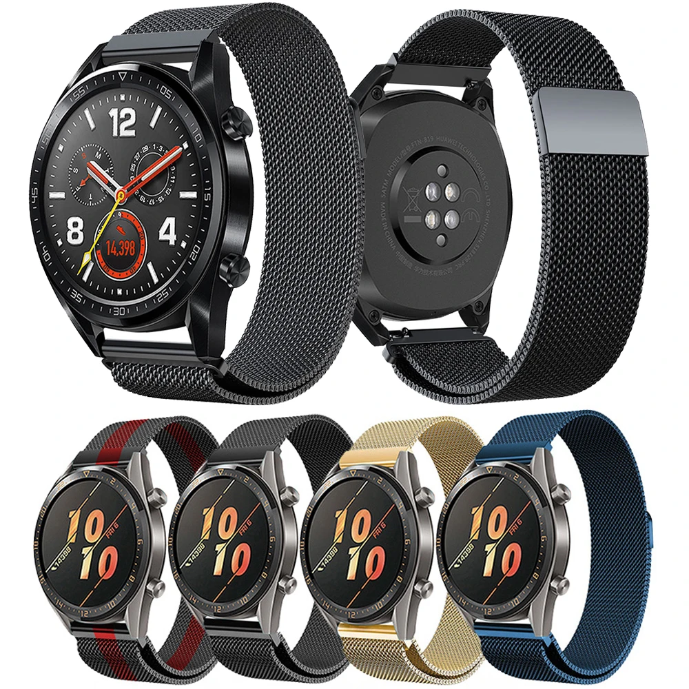 Металлическая Миланская петля ремешок для 22 мм HUAWEI WATCH GT/GT активный браслет HONOR Watch