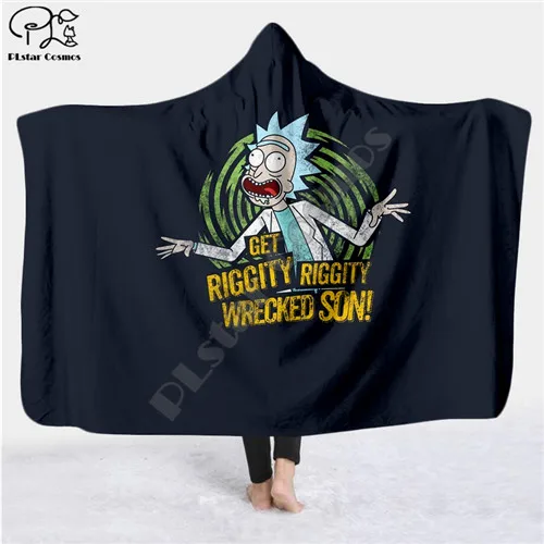 Рисунки с мультиками Rick And Morty одеяло с капюшоном 3D Полное печатное надеваемое покрывало взрослые мужчины женский кашемировый шарф стиль-5 - Цвет: Темно-синий
