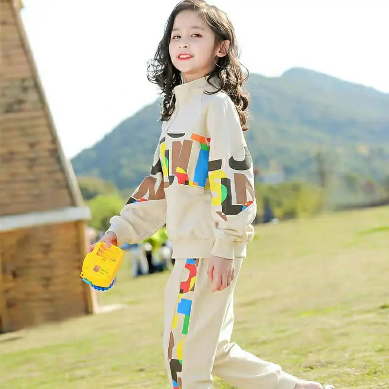 

Girls Clothes 2020 Autumn Spring Long Sleeve Letter Coats+Pants Suits Kids Clothes Teen Children Clothing Sets 4-14 Years
