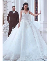 sexy spaghetti strap princess wedding dress v neck vestidos de novia 2019 luxury applique tulle ball gown bridal wedding gowns