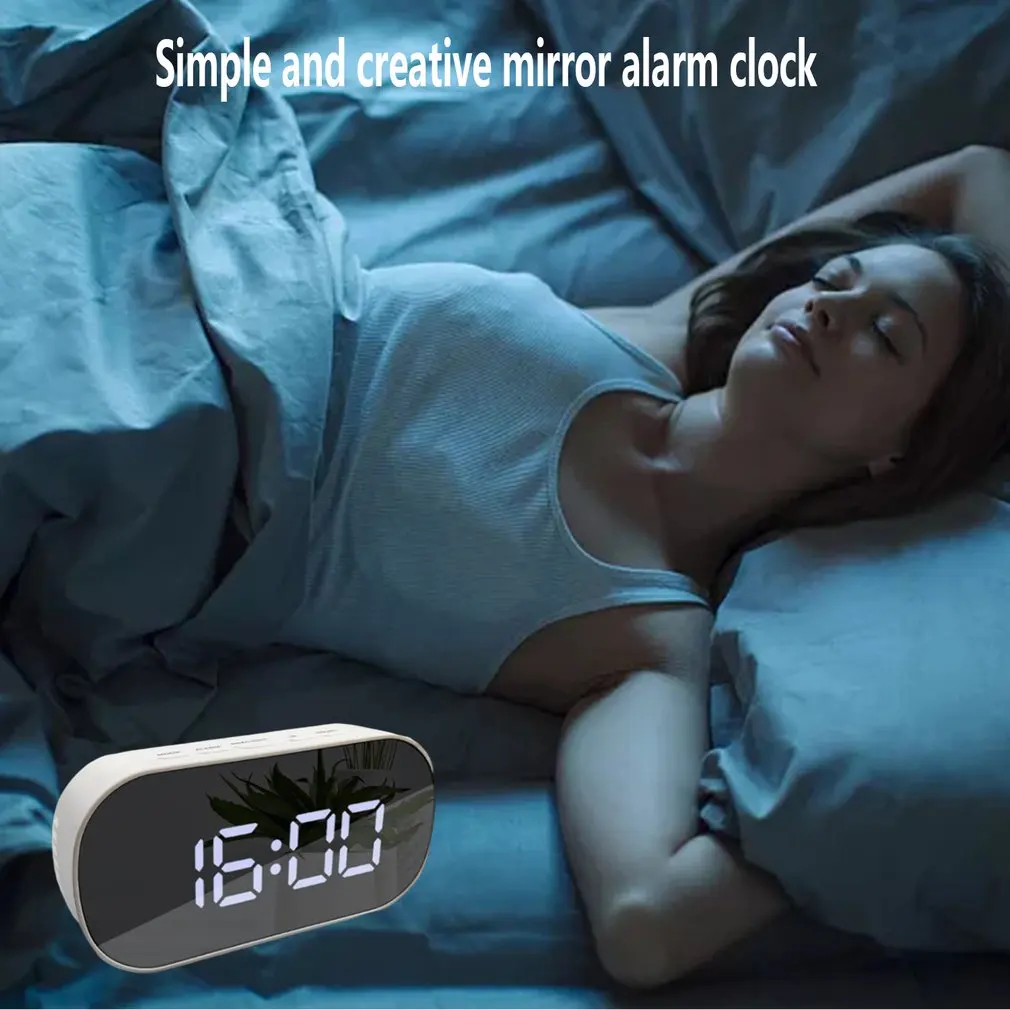 

White Creative Multifunctional Mirror Alarm Clock Without Battery Simple Alarm Clock With Snooze Function