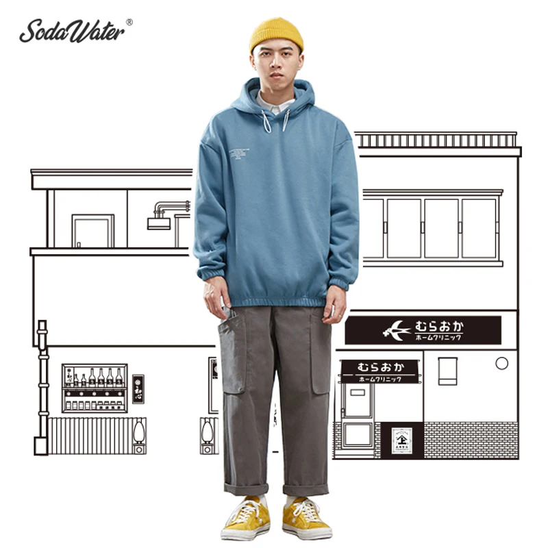Мужские флисовые толстовки SODAWATER Повседневный пуловер в стиле хип-хоп модная