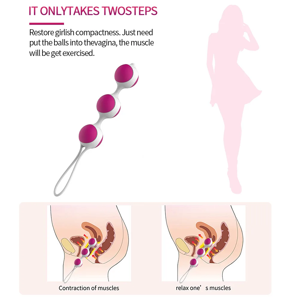 Безопасный силикон смарт Кегеля мяч Бен Ва влагалище затянуть тренажер