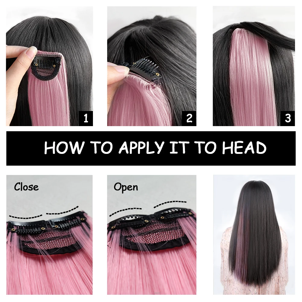 Синтетический цветной слитный удлинитель волос на клипсе 22 дюйма прямые 2 клипсы