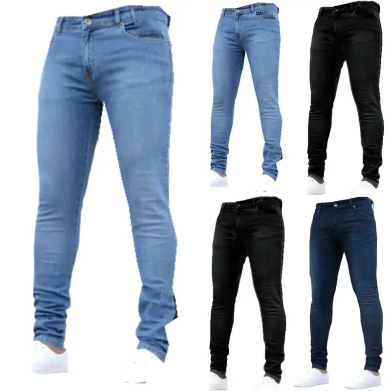 Мужские обтягивающие Эластичные зауженные искусственно состаренные джинсы