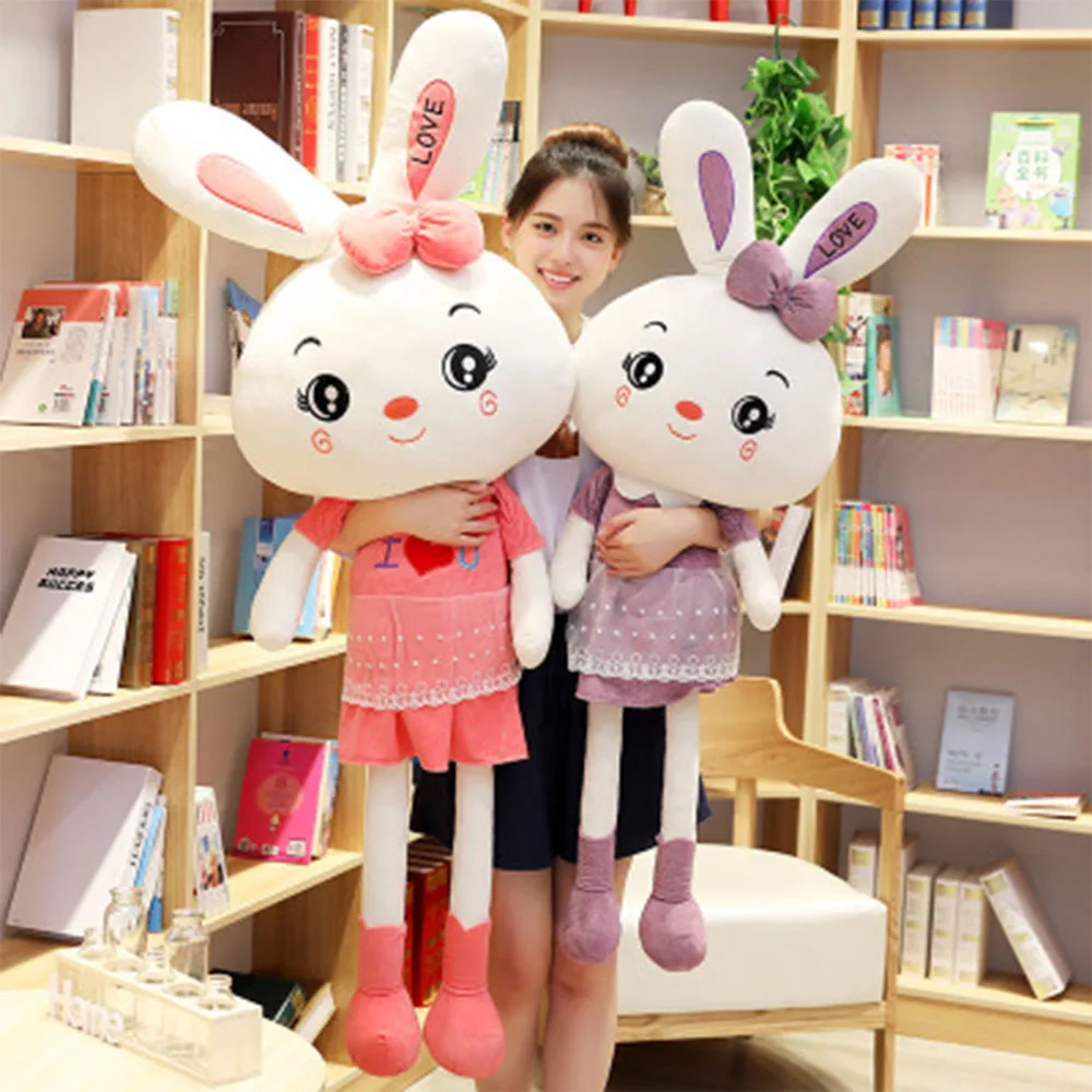 Плюшевая игрушка кролик белый кукла большая подушка девочка подарок на день
