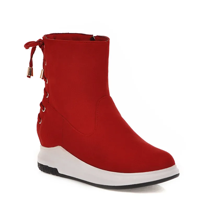 Ботинки YMECHIC повседневные на платформе красные черные желтые с перекрестной