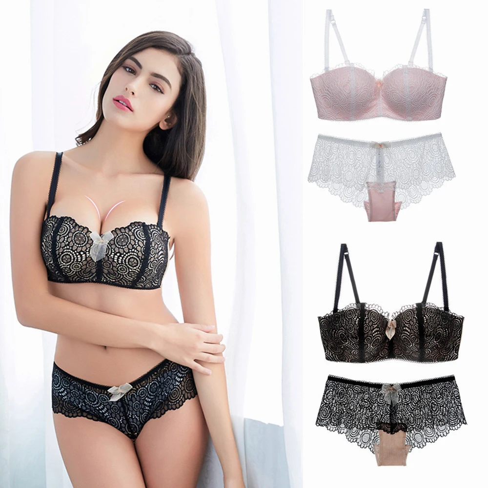Cywer Лидер продаж роскошные 1/2 стакана брендовые пикантные Intimates Бюстгальтер Push Up Нижнее белье цветочной вышивкой женские кружевные бюстгальтер, трусики