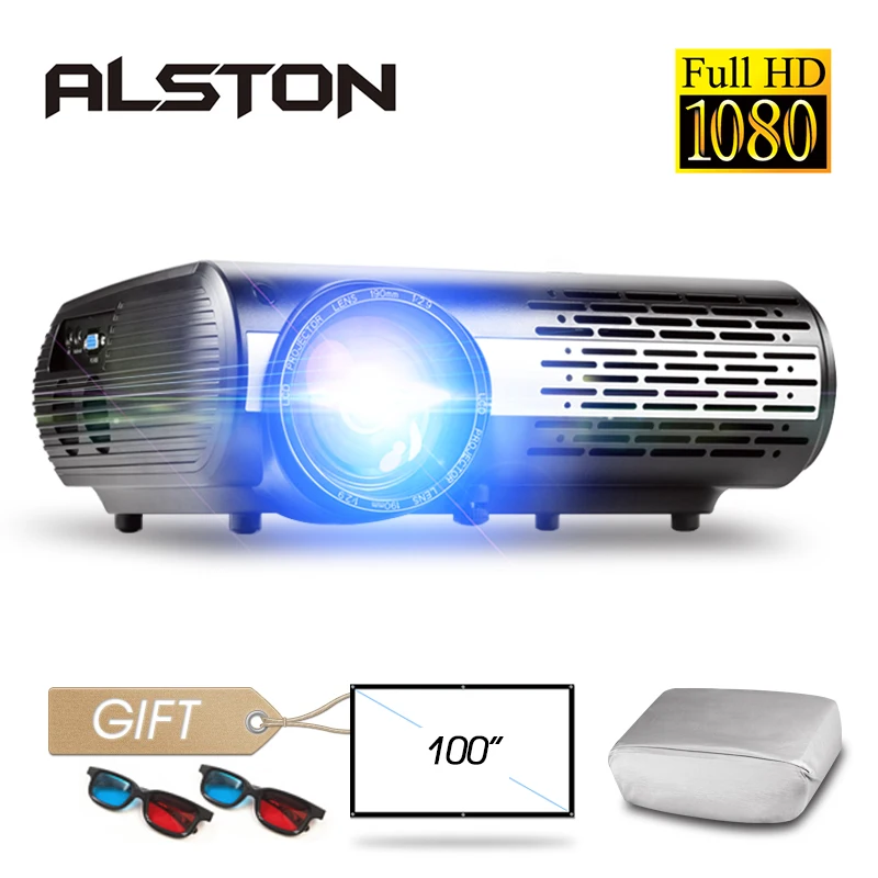 Светодиодный проектор ALSTON M2/M2W FULL HD 1080P дополнительная версия Android Wi Fi HDMI USB VGA Bluetooth