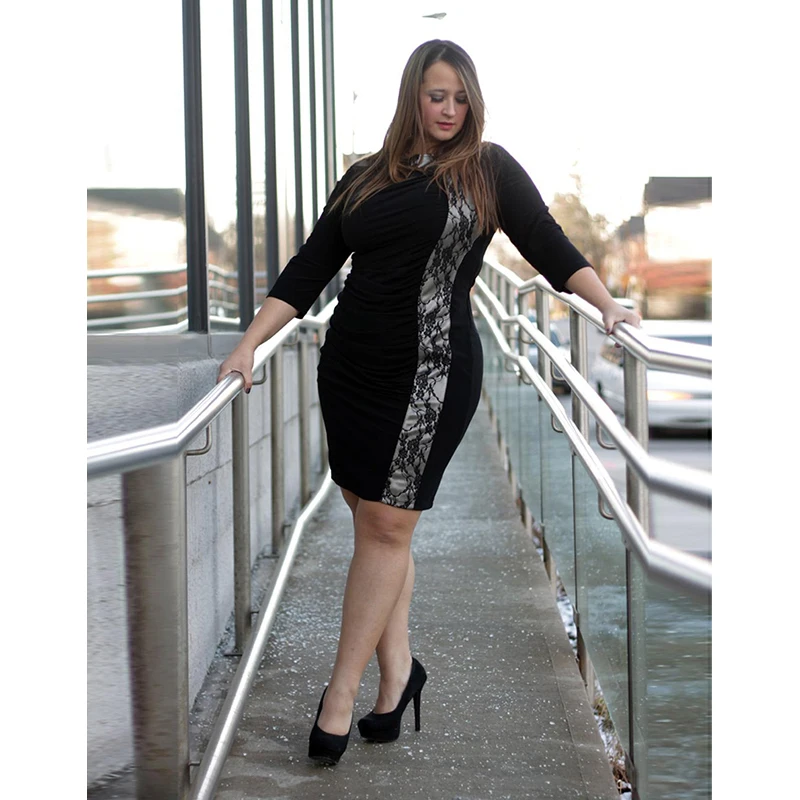 

Wonder Beauty Autumn Big Size Dress Elegant Patchwork Lace Dress Female Large Size Evening Party Dresses Vestido Plus Size