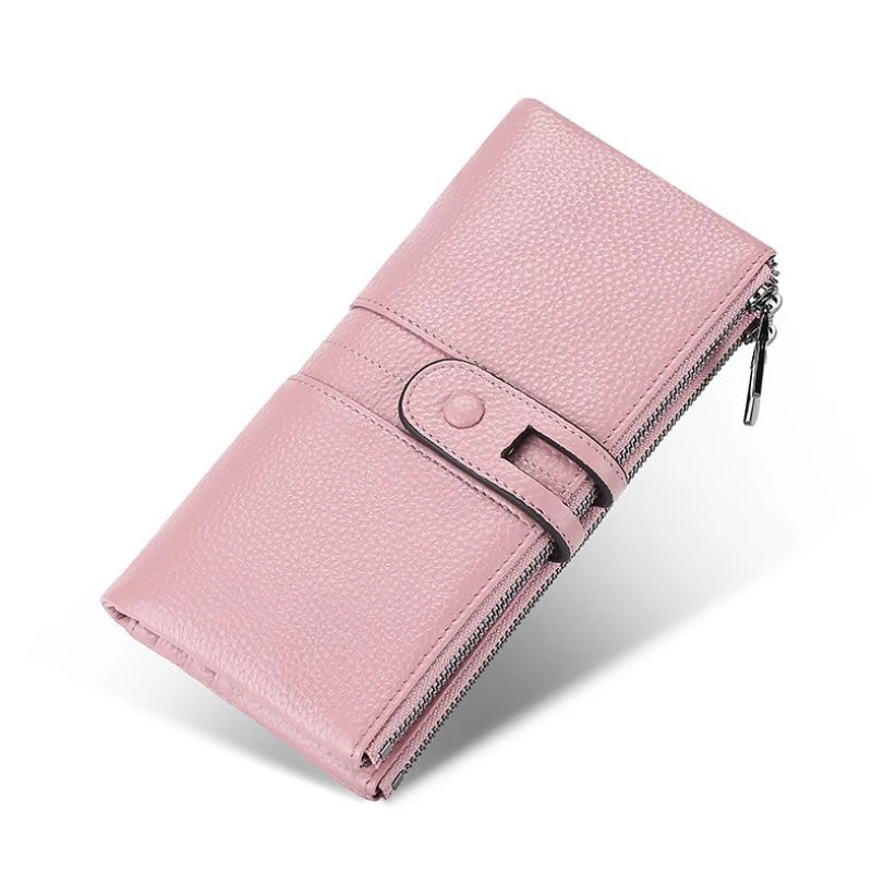 Женские кошельки из натуральной кожи RFID в Корейском стиле Дамский клатч Длинный