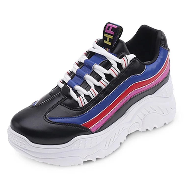 Новинка женская Вулканизированная обувь цветные кроссовки на платформе