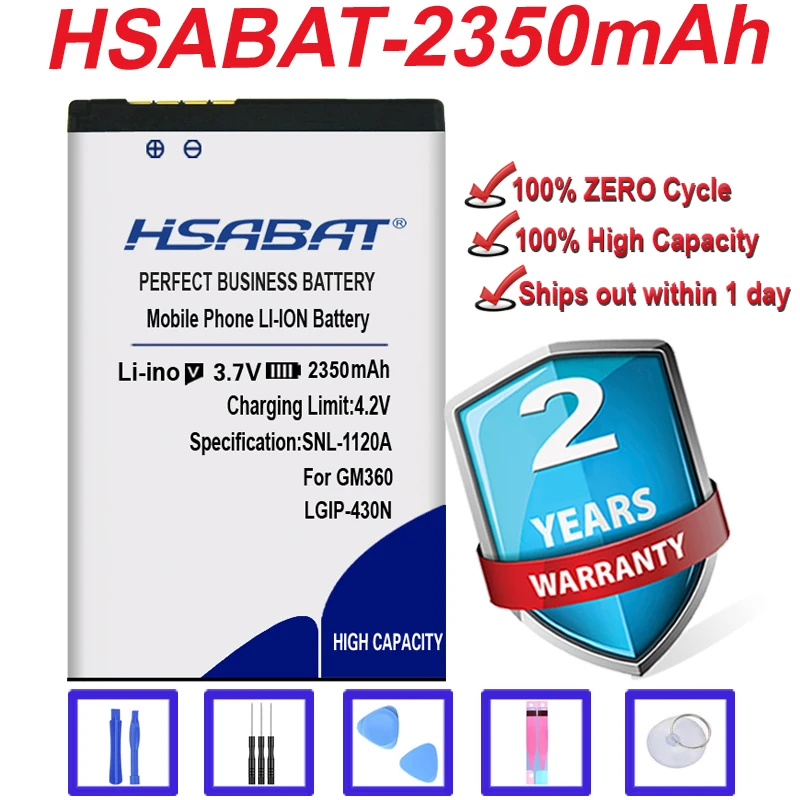 HSABAT Новый аккумулятор для LG Cookie T310 LX290 LX370 LN240 T310i T320 GS290 GW300 C300 GM360 2350mAh LGIP-430N |