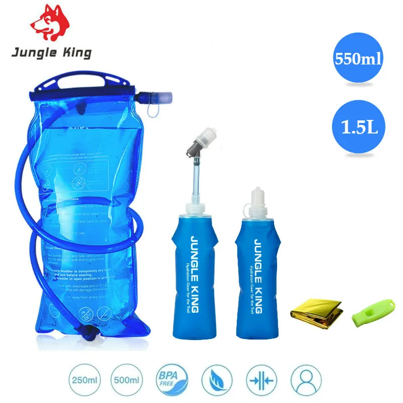 Jungle King J12 Soft Flask Water Bottle Folding Collapsible Water Bags TPU Free For Running Hydration Pack Waist Bags 500ml