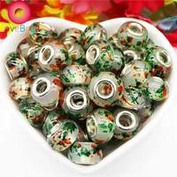 10 pcs color flower art style spacer charms silver plated big hole european beads charm fit pandora bracelet bangle diy jewelry