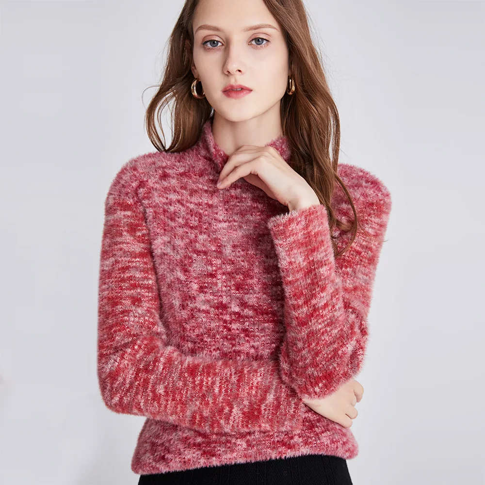 

autumn winter Turtleneck thicked mink cashmere sweater pullovers women long sleeve 2019 female casual warm fur sweater jumper