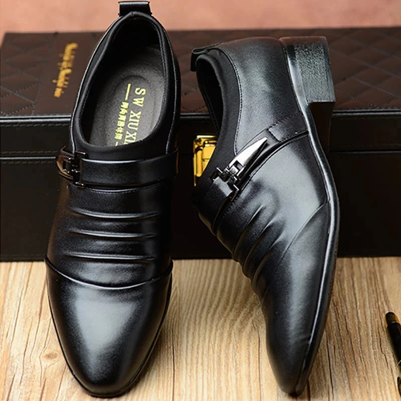 Мужские модельные туфли свадебные с острым носком деловые британские слипоны