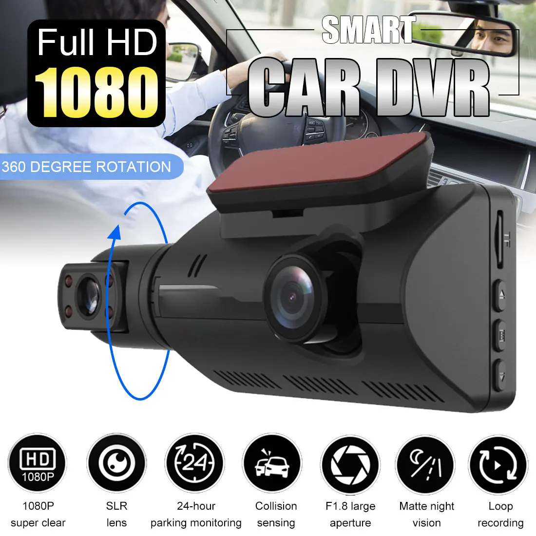 

Автомобильный видеорегистратор DVR FHD видеорегистратор скрытый двойной Регистратор 1080P ночное видение парковочный G-сенсор видеорегистрато...