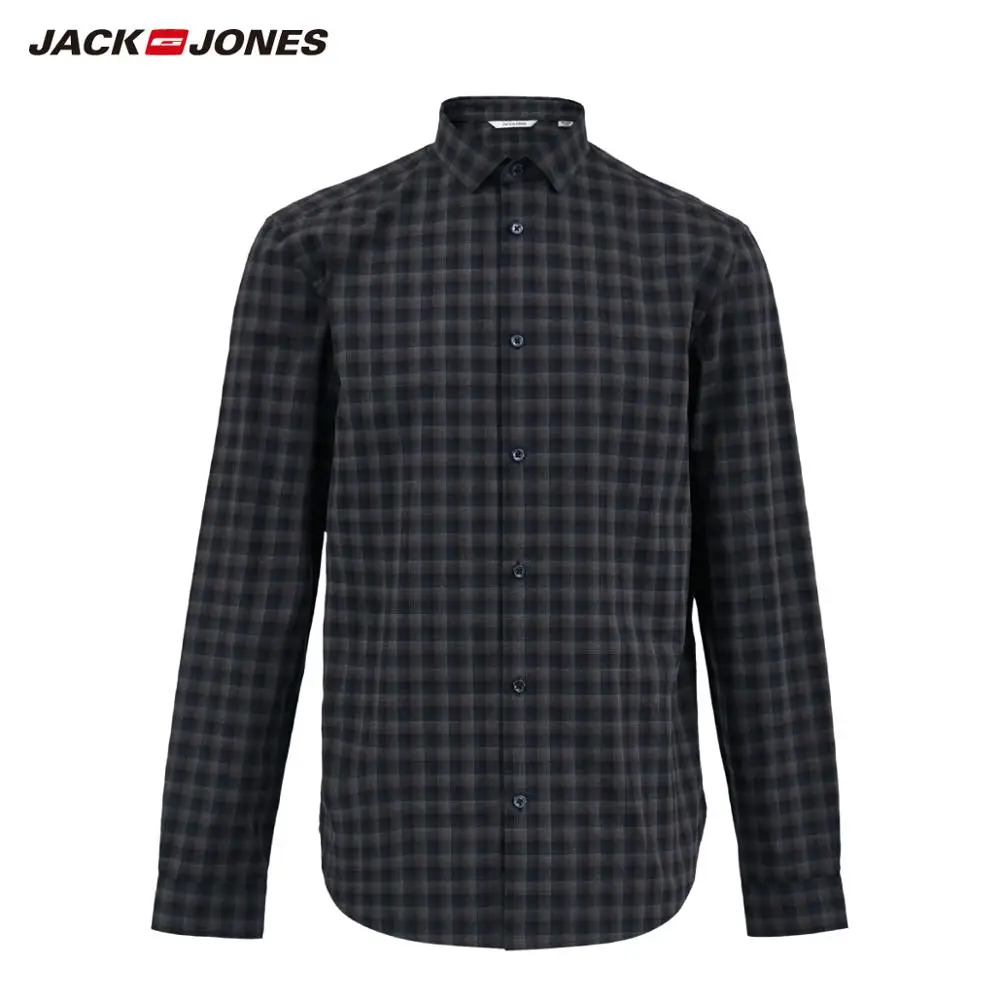 

JackJones Men's New Arrival Business Casual 100% Cotton Plaid Long-sleeved Shirt Menswear| 219305544