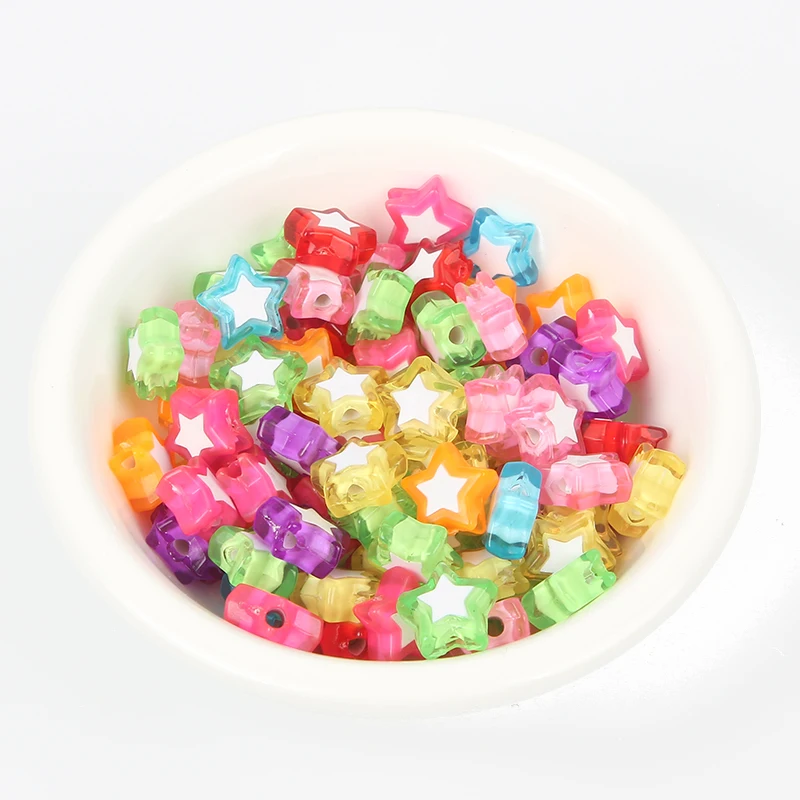 50Pcs Mixed Pentagram Acrylic Double Beads For Jewellery Marking Loose Spacer Bracelet Necklace Charm Jewelry Finding | Украшения и
