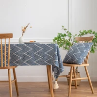 jacquard weave pattern table cloth rectangular tablecloth with tassels thick table cover for home decor dining room kitchen