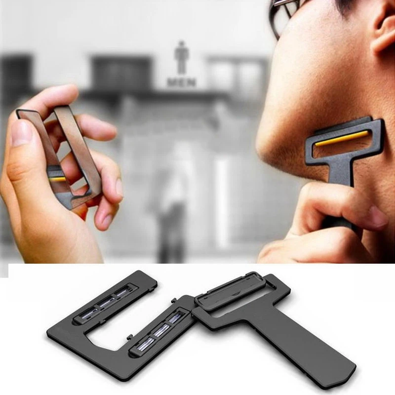 Portable Card Shaver Pocket Razor Safety with Mirror & Blades Men's Trimmer for Outdoor | Красота и здоровье