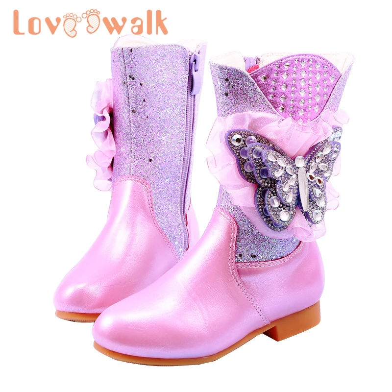 Водонепроницаемые зимние ботинки для девочек обувь принцессы на высоком каблуке