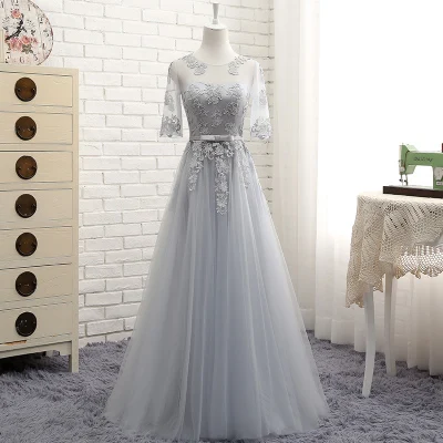 long 5608 MNZ-5608# три стиля длинных средних коротких розовый с аппликацией весенние кружевные платья подружки невесты свадебные вечерние платья для выпускного вечера - Цвет: long 5608