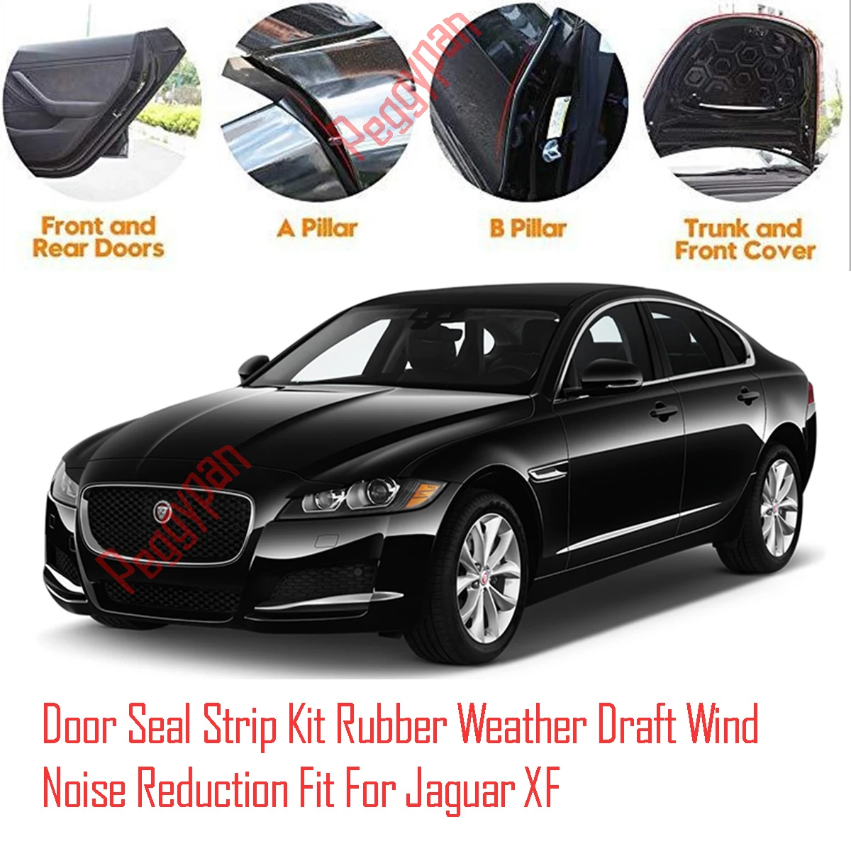 Door Seal Strip Kit Self Adhesive Window Engine Cover Soundproof Rubber Weather Draft Wind Noise Reduction Fit For Jaguar XF