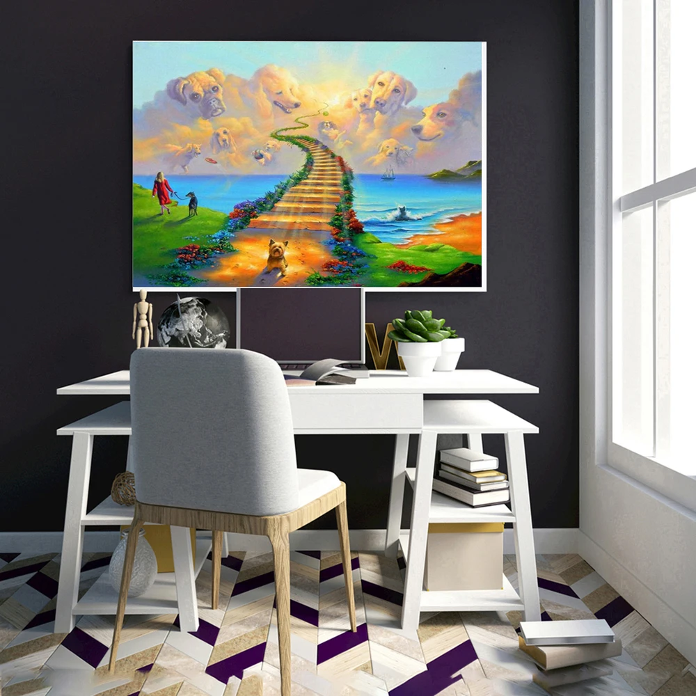 5d diy Diamond embroidery Dogs go to Heaven diamond painting Cross Stitch full drill animal Rhinestone mosaic decor | Дом и сад