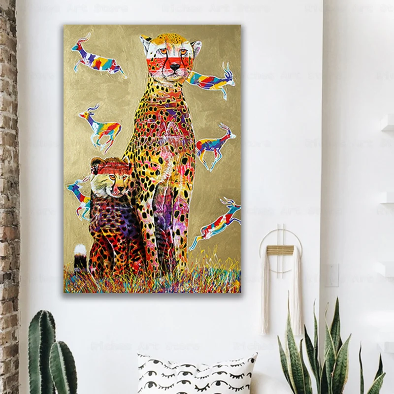 

African Colour Wild Animals Poster and Prints Lion Rainbow Hunter Canvas Painting Graphic Bedroom Home Decoration