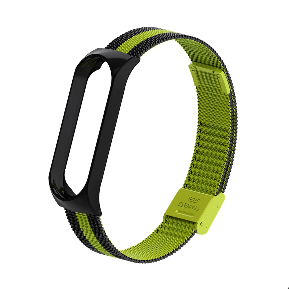 Для mi Band 4 3 ремешок на запястье металлический Безвинтовой из нержавеющей стали для Xiaomi mi Band 4 3 Ремешок Браслет mi band 4 3 напульсники Pulseira - Цвет: Black green