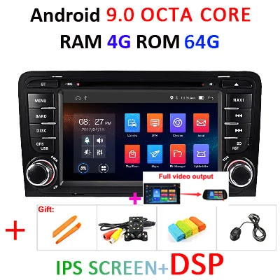 Ips DSP для Audi A3 S3 2002-2013 4G ram 64G 8 core 2 din Android 9,0 автомобильный радио мультимедиа dvd-плеер gps навигация obd2 dvr DAB - Цвет: 4G 64G IPS DSP FULL