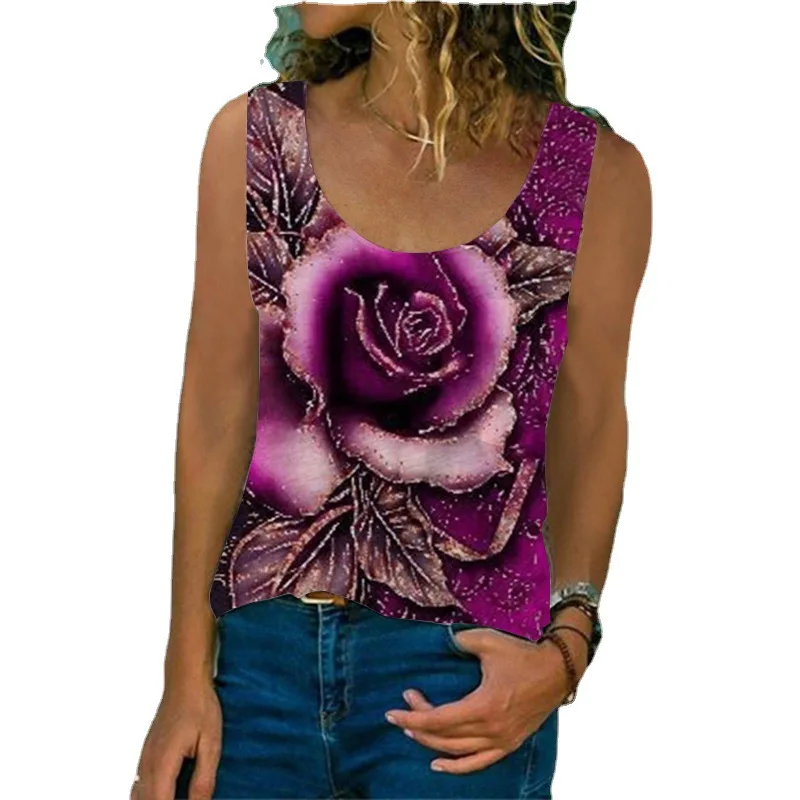 Негабаритных S-5XL Для женщин Свободные топы на бретельках Лето v-образный вырез 3D