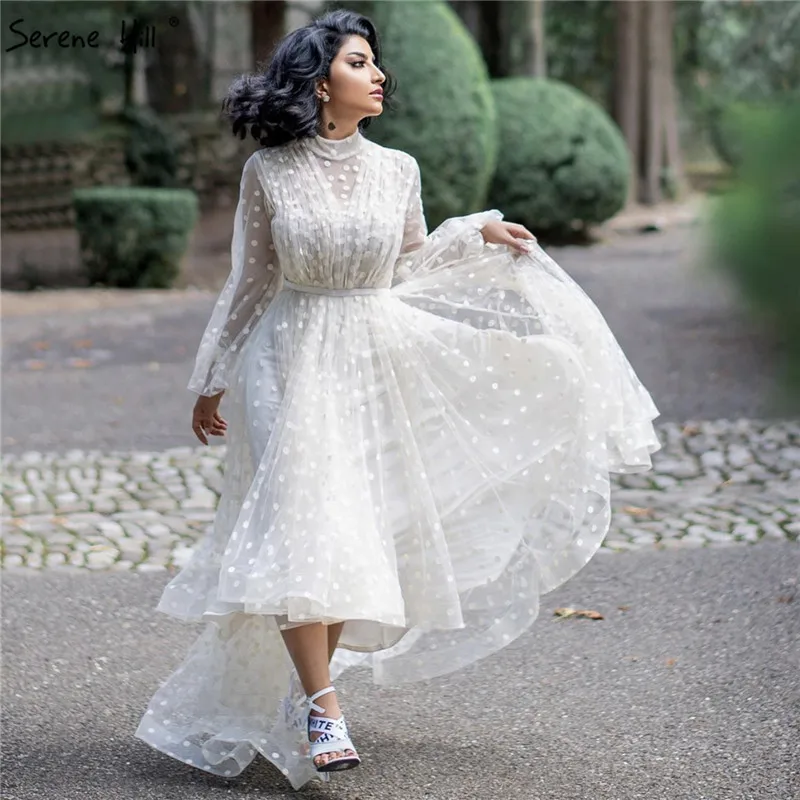 Белое Тюлевое платье для выпускного вечера с коротким рукавом спереди и сзади 2020