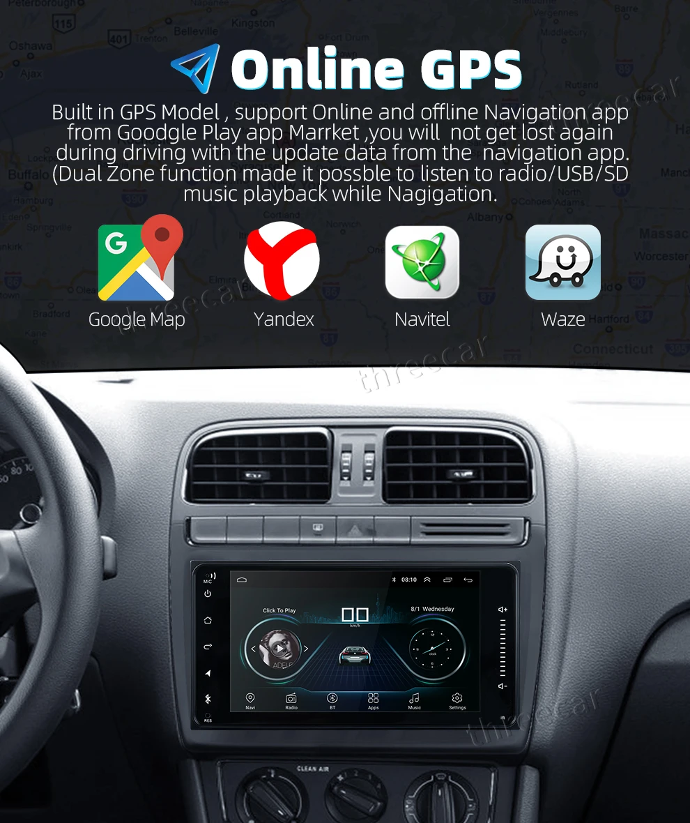 2 DIN Универсальный Android 8,0 автомобильный dvd-плеер с gps-навигация, радио, стерео для Toyota Corolla авто радио мультимедиа 1024*600