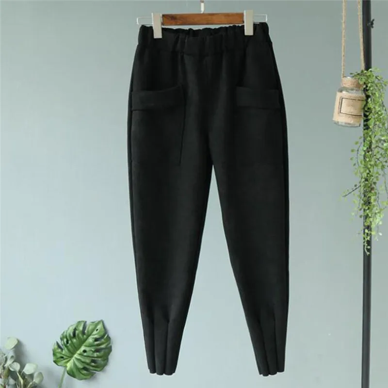 Теплые штаны-шаровары женские новые осенние зимние шерстяные брюки длиной до