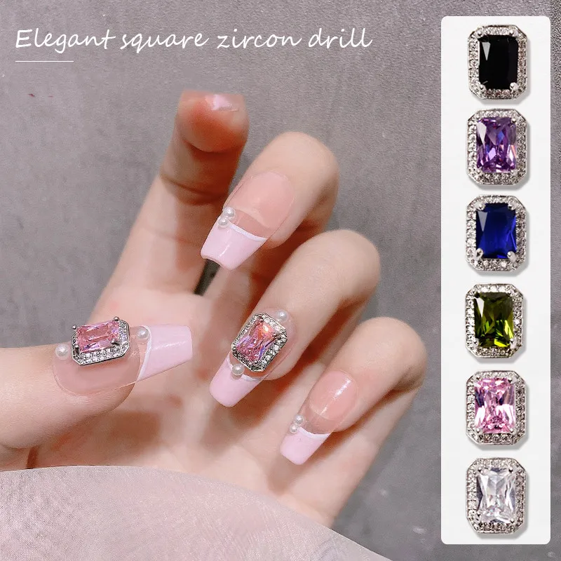 

5 Pcs Luxury Crystal Zircon 3D Nail Art Decorations Shiny Charm Alloy Around Jewelry Manicure Design Accessories