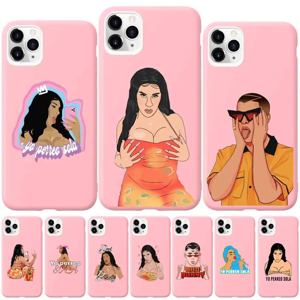 Bad bunny yo perreo sola letra розовый Силиконовый чехол для телефона iphone 12 mini 11 pro Max 7 8 plus 6 s 5 Se