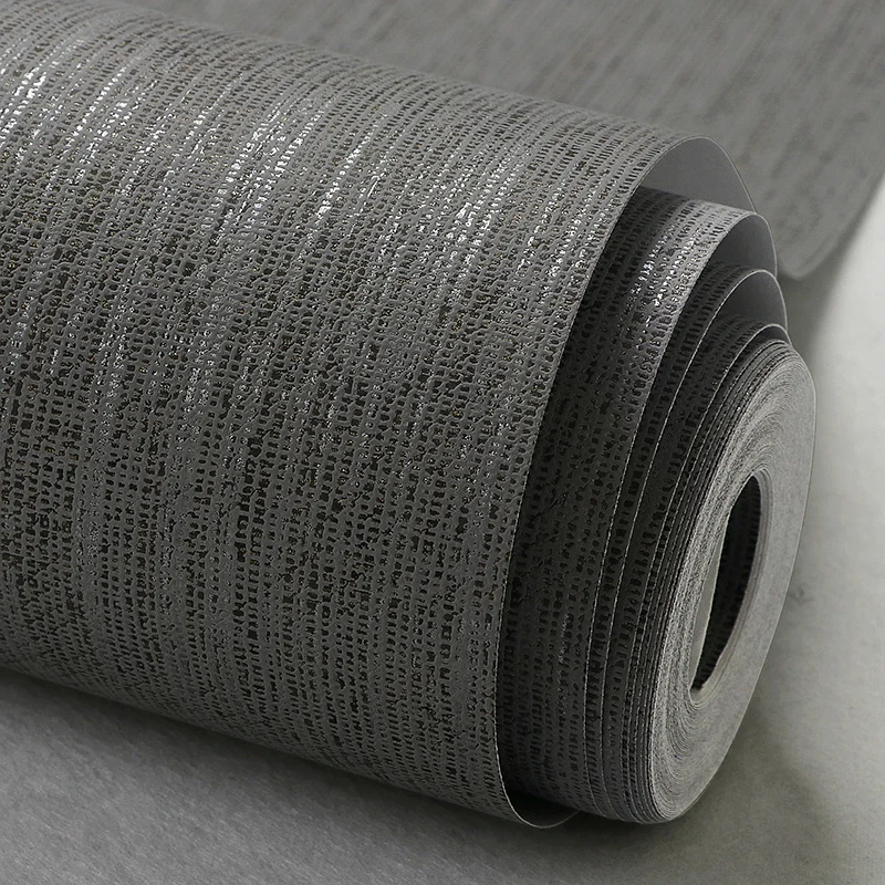 Текстурные обои Grasscloth простые льняные эффекты металлик коричневый серый
