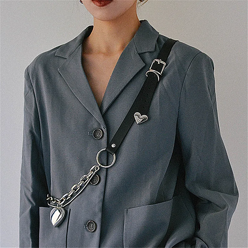 Металлическая цепь в форме сердца персикового цвета Корейском стиле панк модный