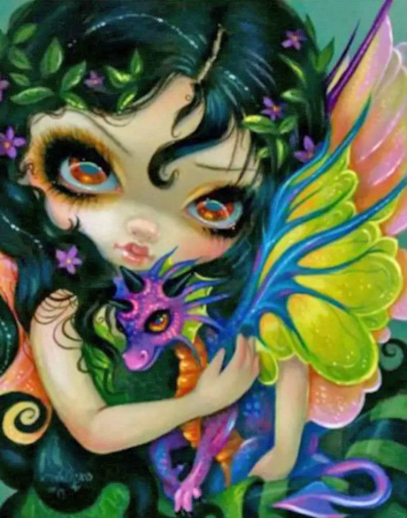 

Набор для алмазной живописи 5D «сделай сам», мультяшная девушка с драконом, полноразмерные круглые картины с AB Drill, домашний декор, вышивка, х...