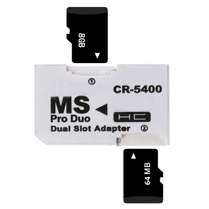 Двойной 2 слота Micro SD TF карта памяти MS Card Pro Duo адаптер для PSP поддержка 64 Мб до 8 Гб с