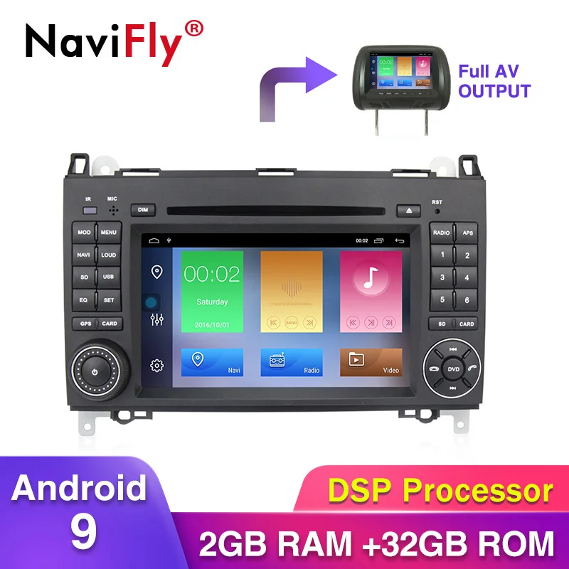 Navifly Android9.1 RDS OBD2 DAB Автомобильный мультимедийный плеер для Mercedes Benz B200 A B класс W169 W245 Viano Vito W639 Sprinter W906