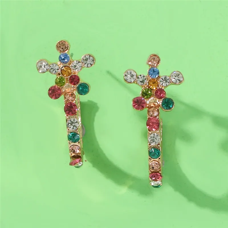 KOMi Bohemia 12 Colors Style Stud Earrings Rhinestone Crystal Sparkling Alloy Stud Earrings for Women Party Jewelry Gift C0104
