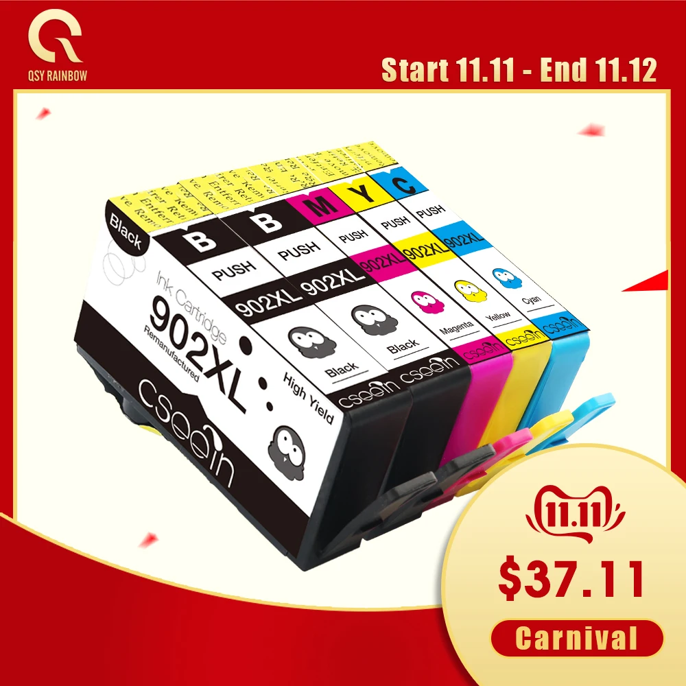 CMYK заменяет чернильный картридж HP 902 5 упаковок работает с Officejet 6954 6962 6958 6978 6968 и т.
