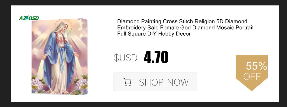 AZQSD DIY Алмазная вышивка религия полностью квадратные Стразы 5D алмазная живопись мозаика вышивка крестиком ручной работы домашний декор