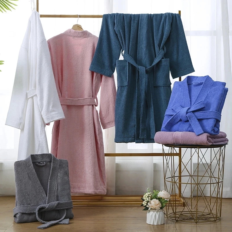 Kimono Bathrobe Terry Cotton Toweling Dessing Gown SPA HOTEL Bath Robe Home Wear Sleeping Robes for Men Cotton Toweling Bathrobe