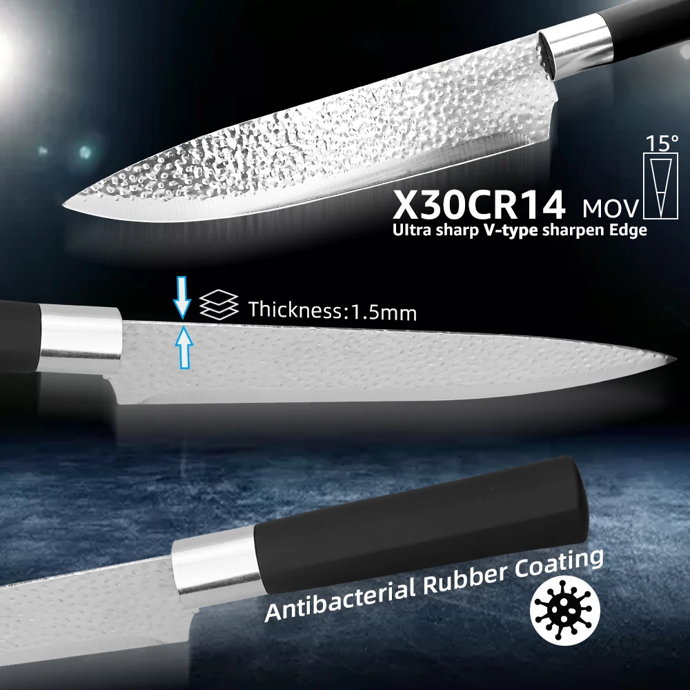 Кухонный нож шеф повара 7CR17 440C лезвие из нержавеющей стали с антипригарным