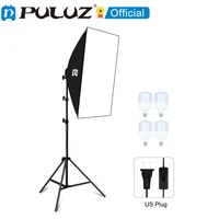 puluz us plug 50x70cm studio softbox 1 6m tripod mount e27 30w 5700k white light led light bulb photography lighting kit